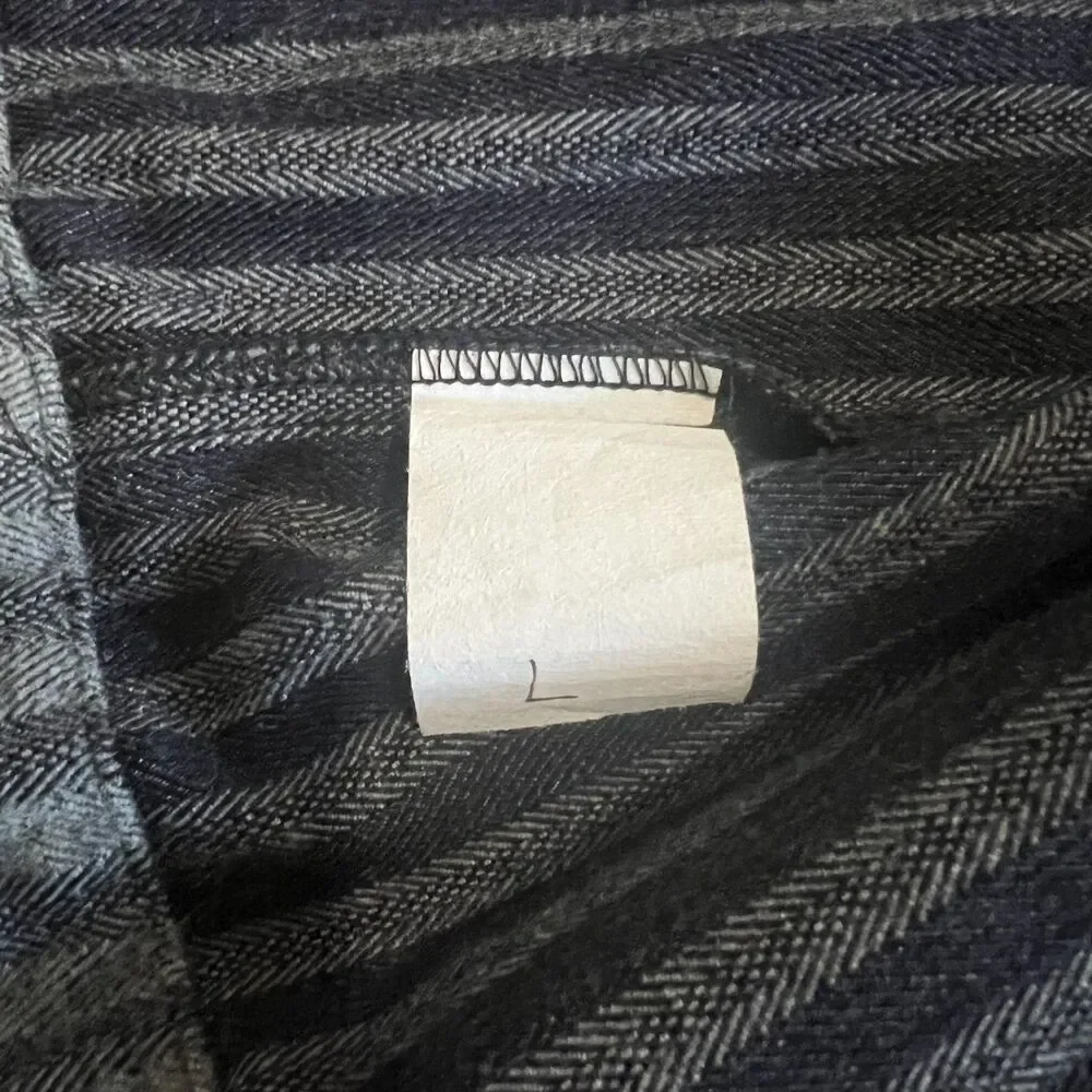 Billy Reid Wool Blend Overshirt Jacket Gray Stripe Size L Button Front Shacket - Picture 4 of 10